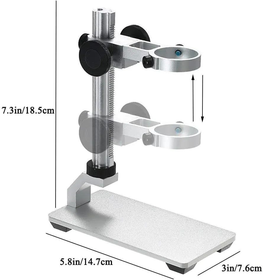 Aluminium Alloy Universal Adjustable Professional Base Stand Holder Desktop Support Bracket for Max 1.4" in Diameter USB Digital Microscope Endoscope Magnifier Loupe Camera