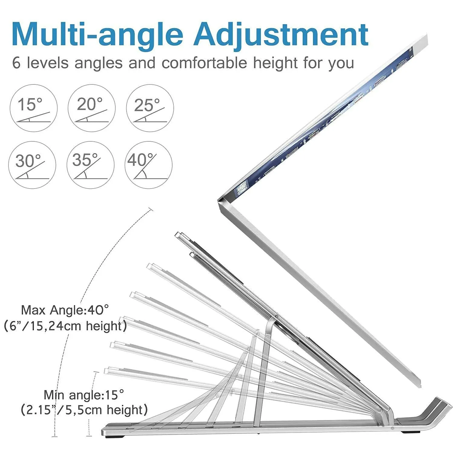 Aluminum Height-Adjustable Foldable Laptop Stand Portable & Ventilated