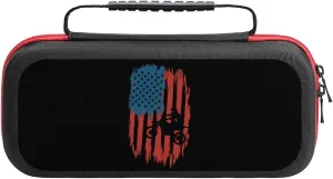 American Flag Motocross Dirtbike Switch Carrying Case Protective Hard Shell Portable Travel Pouch with 20 Game Cartridge