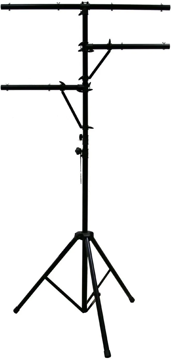 American Sound Connection Pro Audio Mobile DJ Light Stand Multi Arm Lighting T Bar Portable Tripod up to 12 Foot Height