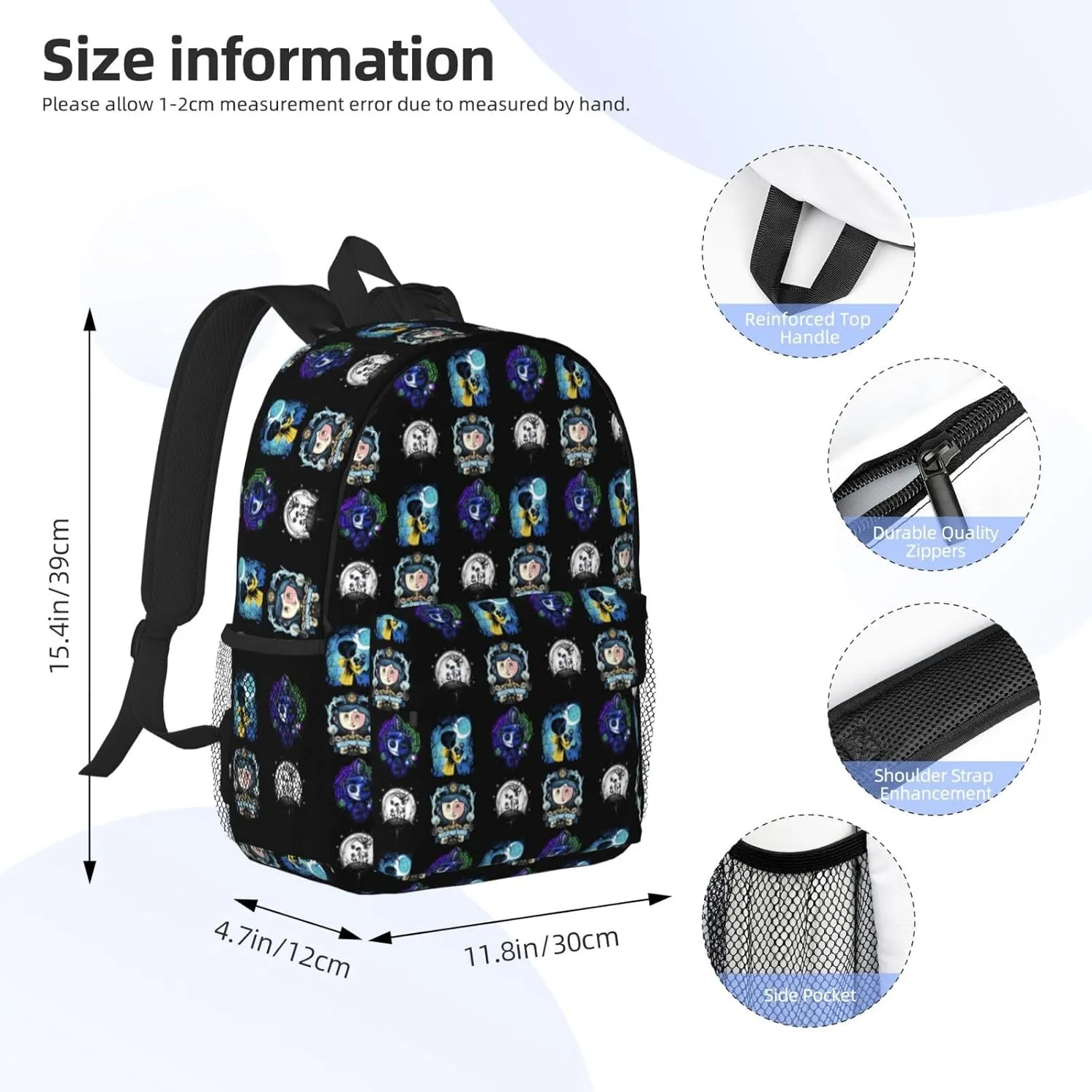 Anime Cora1ine Backpack, 15 Inch Lightweight And Versatile Camping Bag