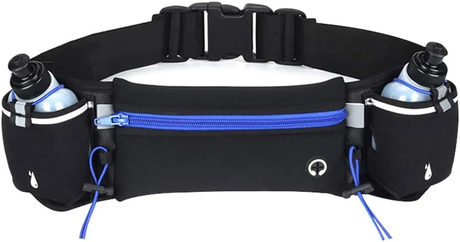 Arinda Running Belt with Water Bottle Holder Zip Pockets Waist Bag for Camping Hiking