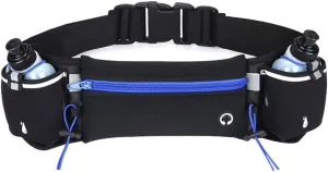 Arinda Running Belt with Water Bottle Holder Zip Pockets Waist Bag for Camping Hiking