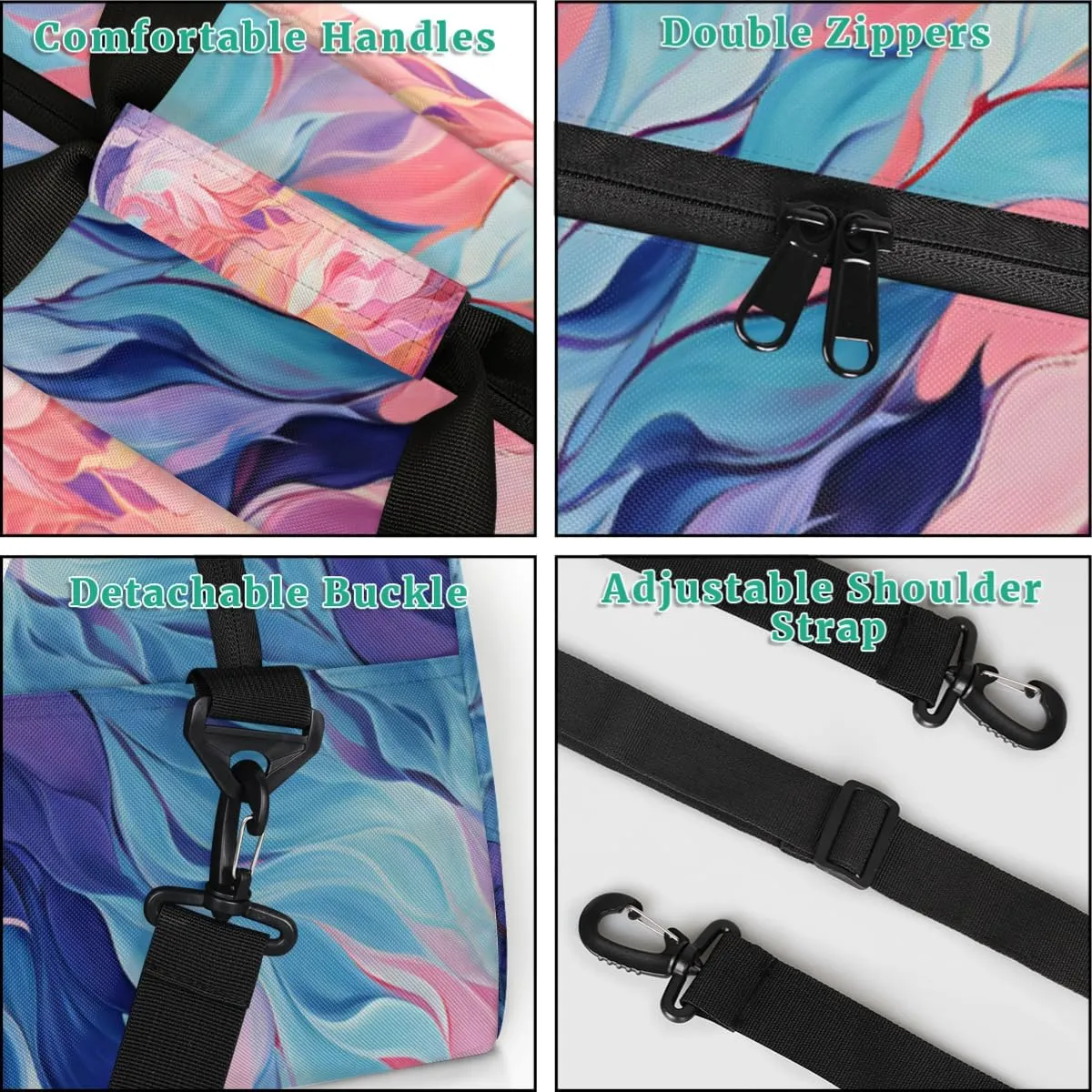 Art Painting Print Personalized Kids Gym Bag Custom Dance Bag with Name Sport Duffel Bag for Girls Boys Weekender Overnight Travel Bag