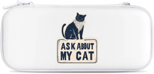 Ask About My Cat Hard Shell Travel Case with Rope 15 Game Card Pockets Compatible with Switch Protective
