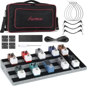 Asmuse Guitar Pedal Board, Lightweight Guitar Effect Pedalboard with Carrying Bag, Mountain Tape, Cable Tie (Gray)