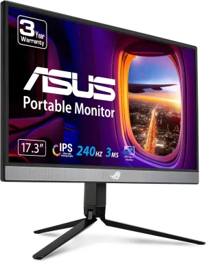 ASUS ROG Strix 17.3" 1080P Portable Gaming Monitor (XG17AHP)-FHD, IPS, 240Hz, Adaptive-Sync, Built-in Battery, ROG Bag, Tripod Stand, USB Type-C, Micro HDMI for Laptop, PC, Console, 3-Year Warranty