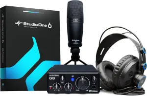 AudioBox Go Creator Complete Studio Recording Bundle with USB Audio 96K Interface, Condenser Microphone, Professional Monitoring Headphones, and Studio One Pro DAW Software