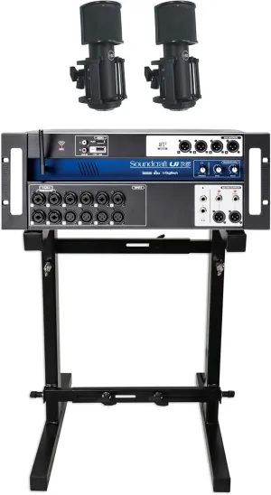 Audiosavings Bundle: Soundcraft Ui16 16 Input Digital Mixer Bundle with Rockville RXS20 Portable Mixer Stand & 512 Audio Warm Audio Skylight Studio Condenser Recording Microphone (3 Items)