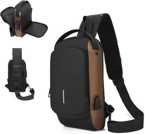 Auricz Sling Bag, 2025 New Carbon Fiber Streamline Anti-Theft Sling Bag, Waterproof, for Travel Gym Sports