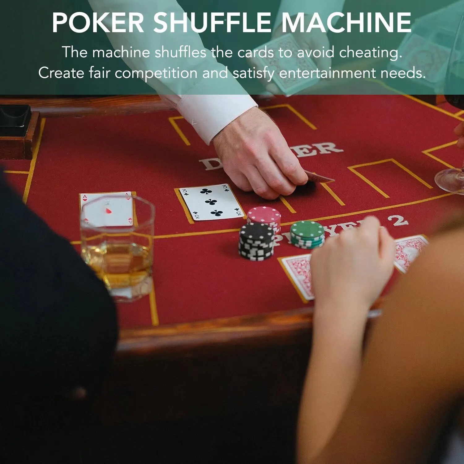 Automatic Card Shuffler, Battery Operated Card Dealer Machine, Electric Casino Card Shuffler for UNO, Blackjack, Texas Hold'em, Home Card Games