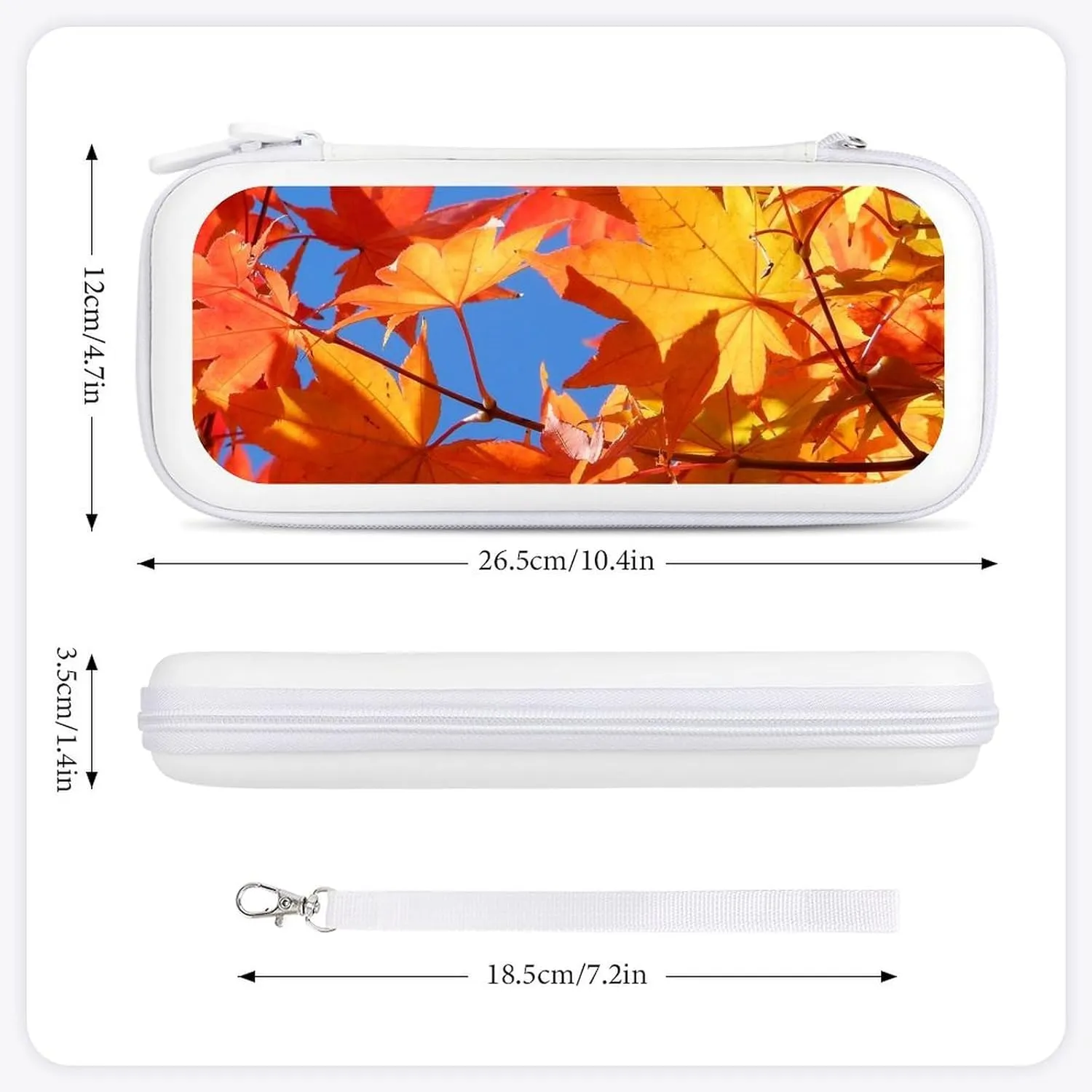 Autumn Maple Leaves Hard Shell Travel Case with Rope 15 Game Card Pockets Compatible with Switch Protective