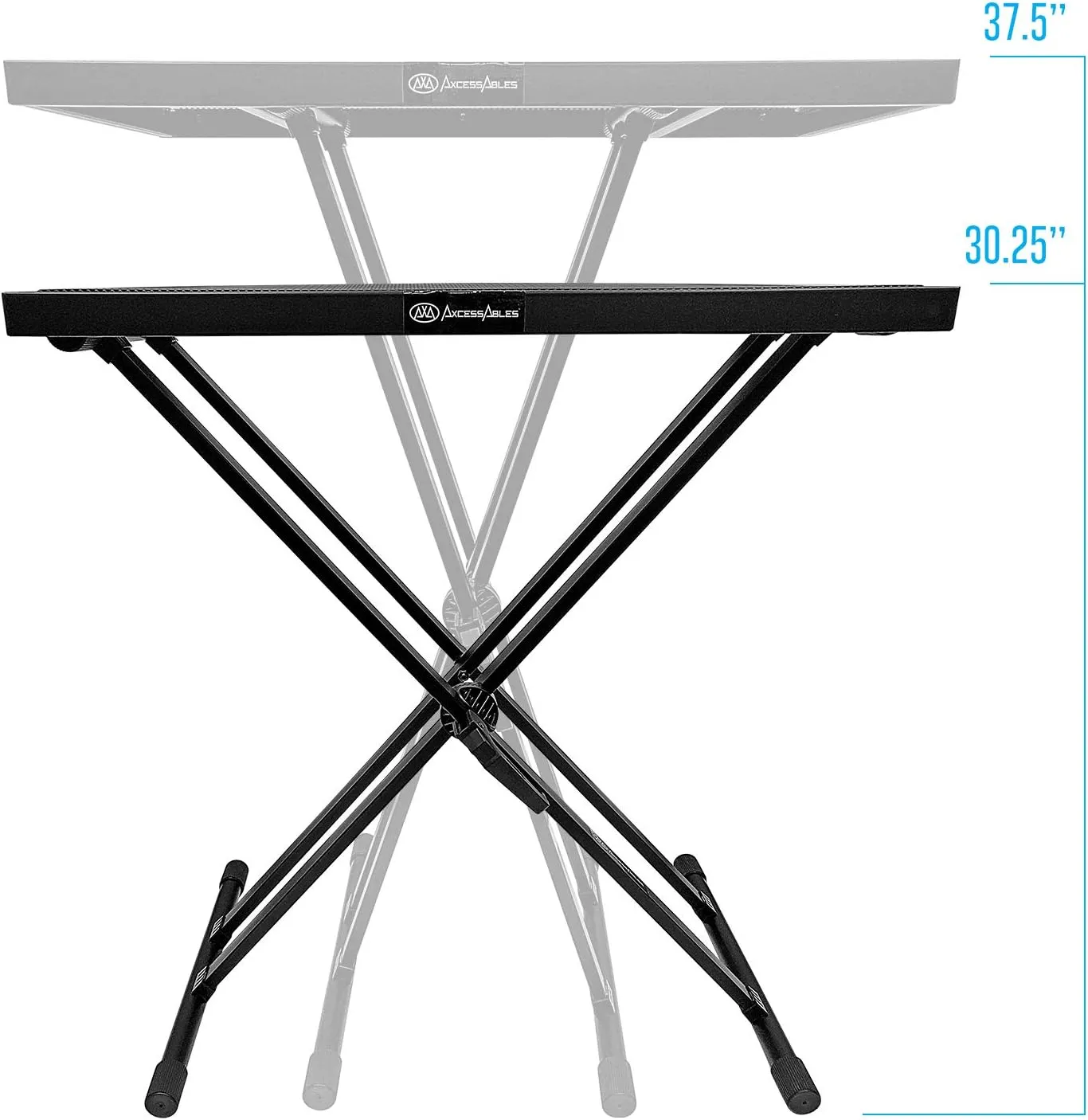 AxcessAbles Light Weight Portable DJ Table Stand with Gig Bag | X Style Keyboard Stand, Tabletop DJ Desk with Travel case | DJ Table Stand Laptop, Controller | Midi Keyboard Stand & Synth Stand