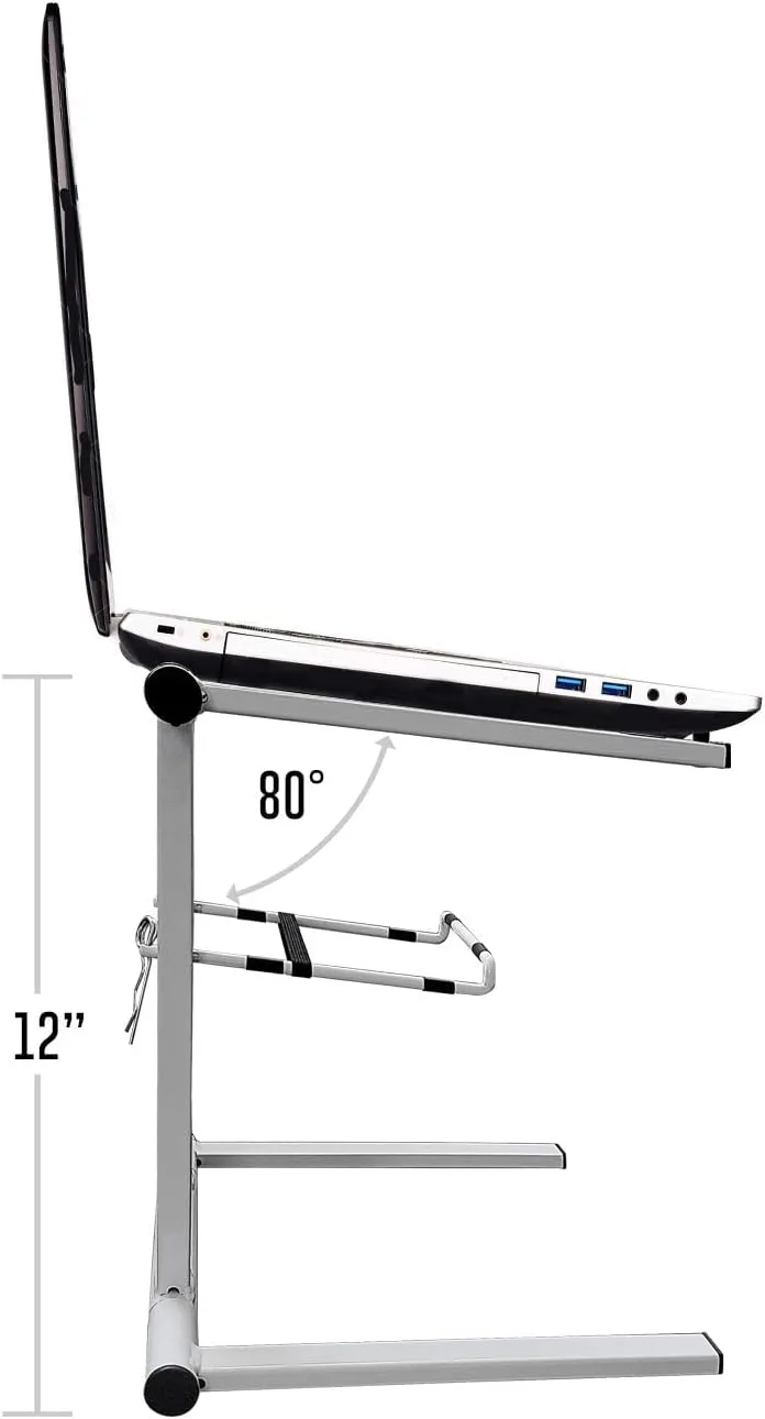 AxcessAbles Portable Folding Laptop Stand with Bag | Elevated MacBook Stand for Home Office, Music Production, Gaming, DJ Controller | No Assembly Required (White)