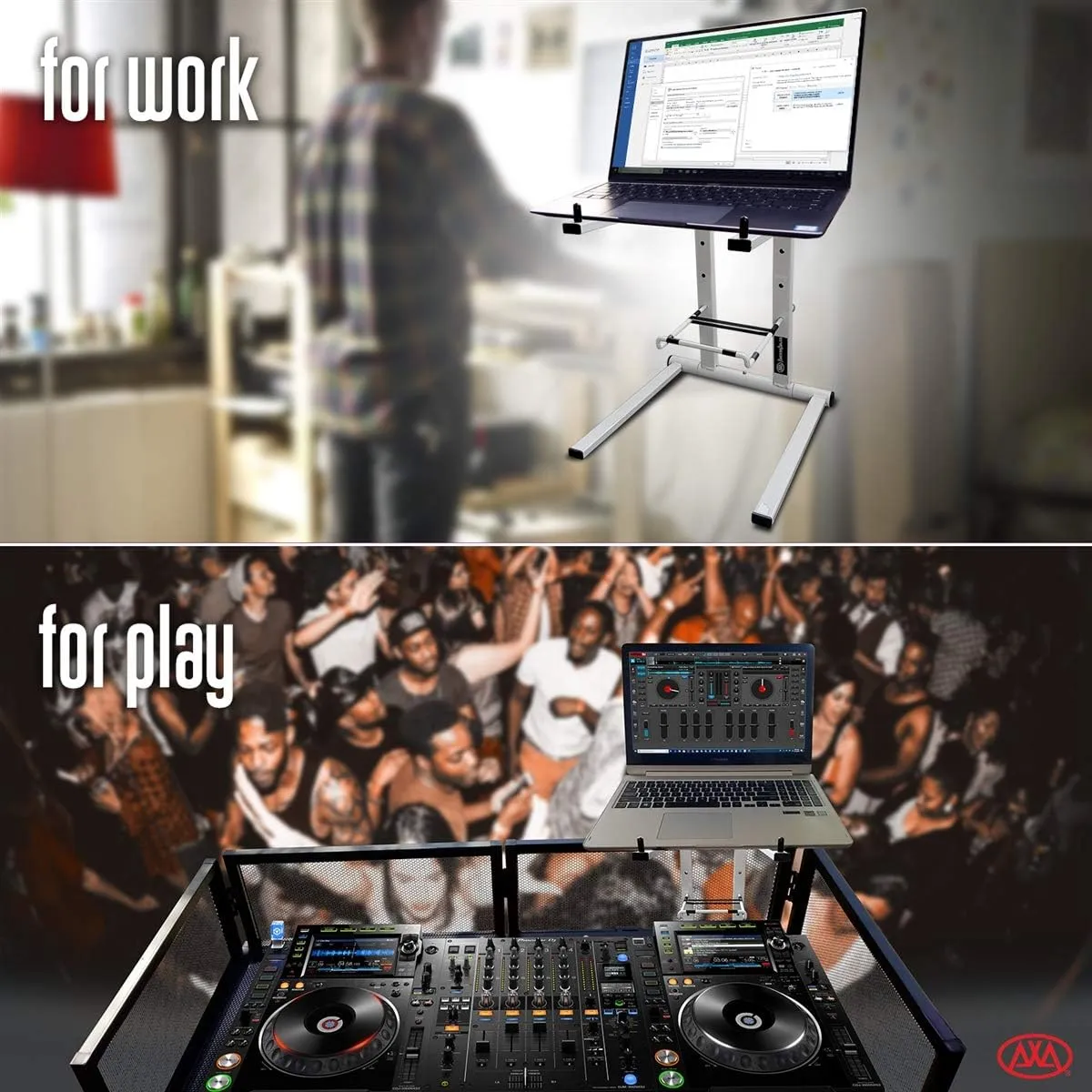 AxcessAbles Portable Folding Laptop Stand with Bag | Elevated MacBook Stand for Home Office, Music Production, Gaming, DJ Controller | No Assembly Required (White)