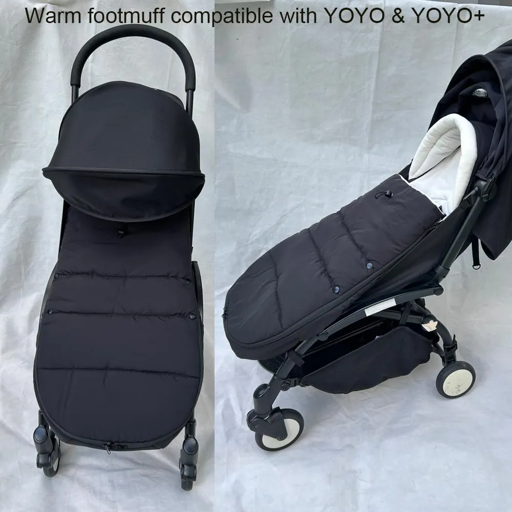 Baby Stroller Warm Footmuff Compatible with Babyzen YOYO, Universal Stroller Repellent Winter Bunting Bag - Soft Lining and Splashproof Surface - Add Thick Pad - Machine Washable (Black)