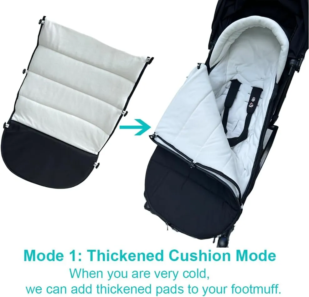 Baby Stroller Warm Footmuff Compatible with Babyzen YOYO, Universal Stroller Repellent Winter Bunting Bag - Soft Lining and Splashproof Surface - Add Thick Pad - Machine Washable (Black)