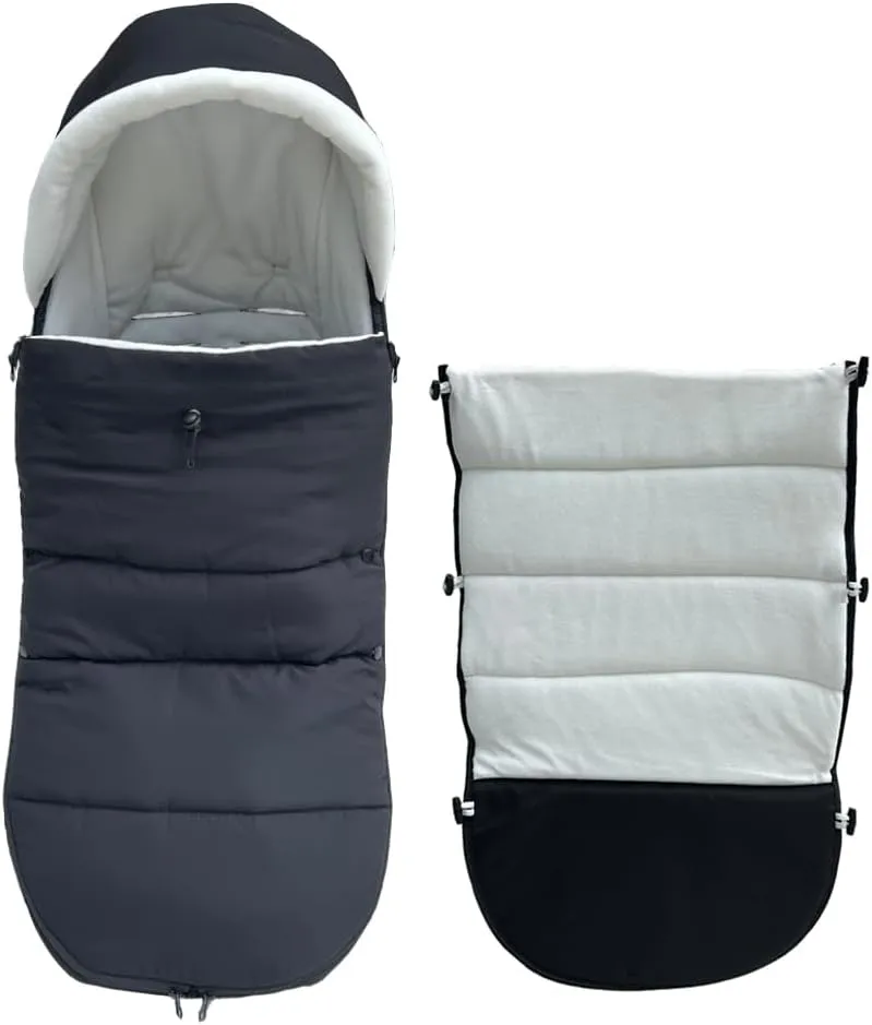 Baby Stroller Warm Footmuff Compatible with Babyzen YOYO, Universal Stroller Repellent Winter Bunting Bag - Soft Lining and Splashproof Surface - Add Thick Pad - Machine Washable (Black)