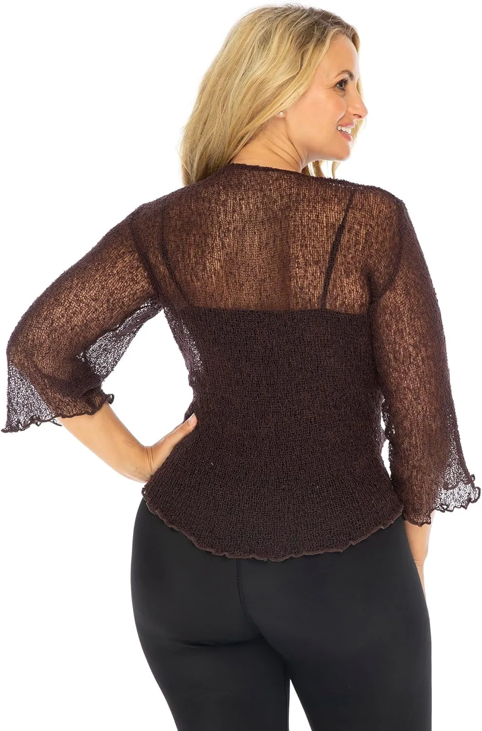 Back From Bali Womens Plus Size Shrug Bolero Sheer Cardigan Arm Cover 2X 3X 4X Lightweight