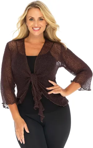 Back From Bali Womens Plus Size Shrug Bolero Sheer Cardigan Arm Cover 2X 3X 4X Lightweight