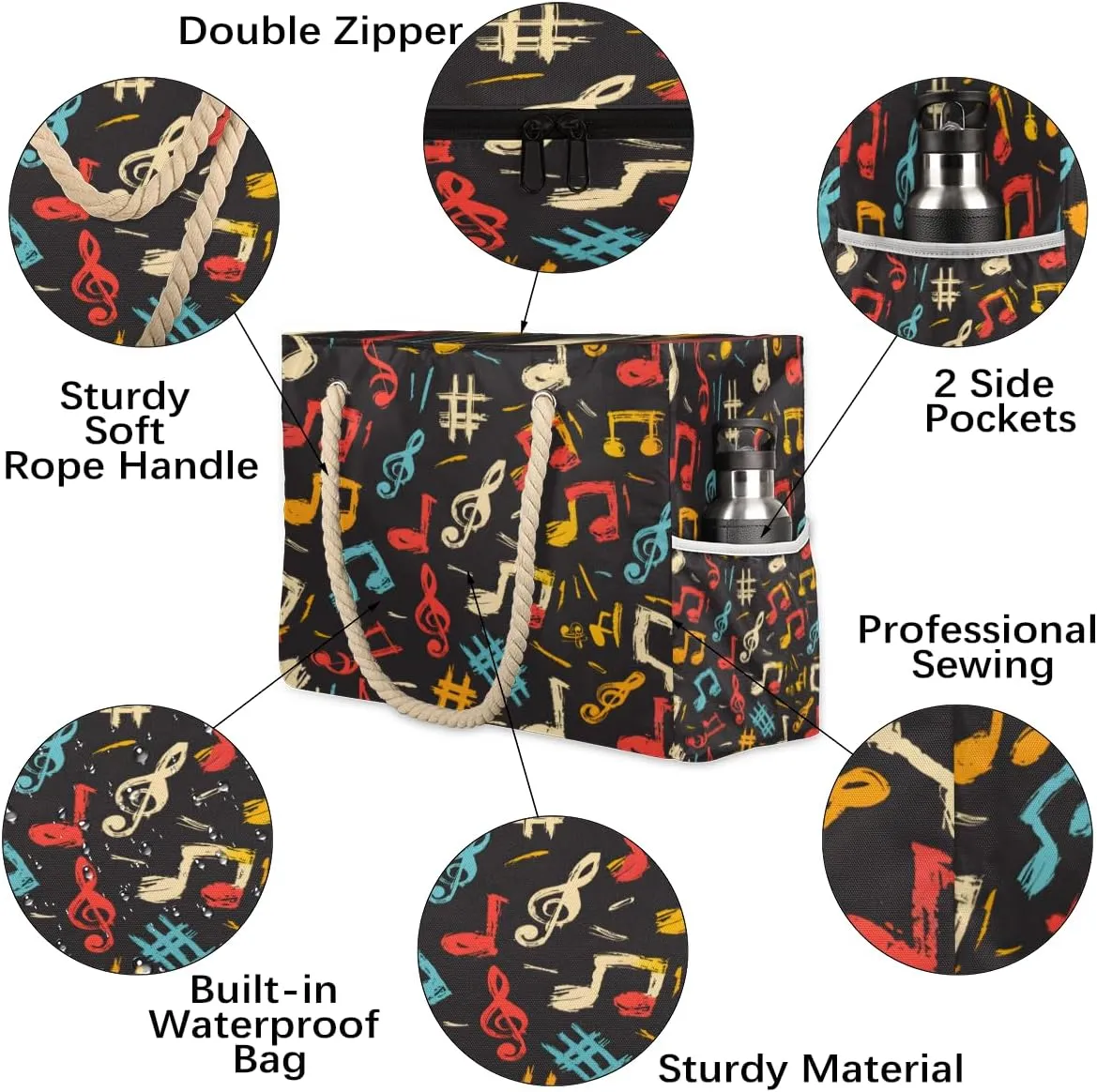 Bags for Women, Large Waterproof Beach Tote Bag for Gym Grocery Travel