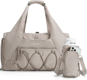 BAGSMART Gym Bag for Women, Lightweight Duffel with Shoe Compartment, Weekender with Wet Pocket, Workout Yoga Tote, Camel