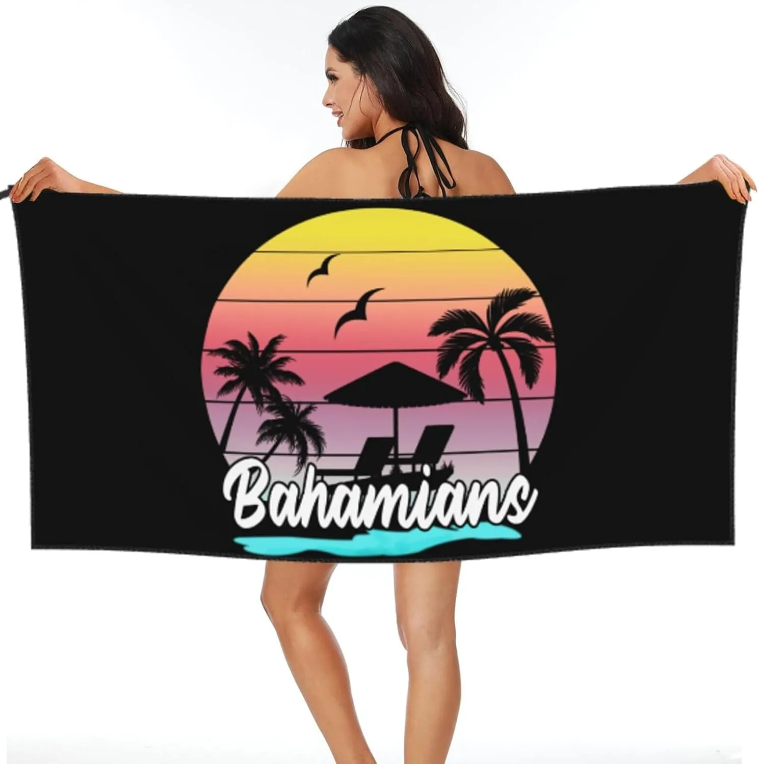 Bahamas Beach Towel for Women Men 27.5"X55" Inch Quick Dry Sand Free Camping Towels Lightweight Absorbent Beach Towel—25