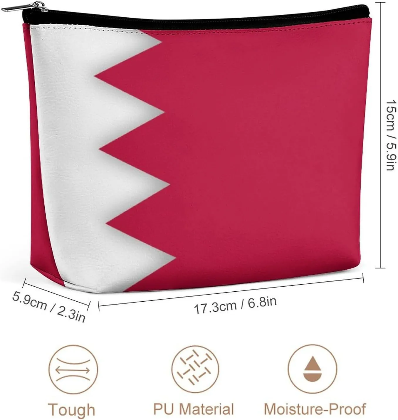 Bahrain Flag Makeup Organizer for Women Travel Cosmetic Bag Lightweight Pouch for Purse