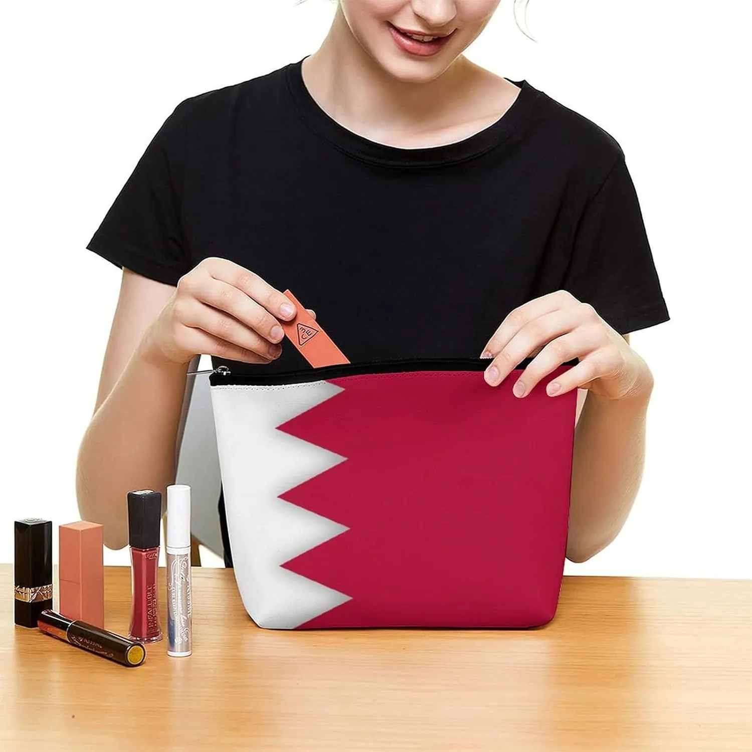Bahrain Flag Makeup Organizer for Women Travel Cosmetic Bag Lightweight Pouch for Purse