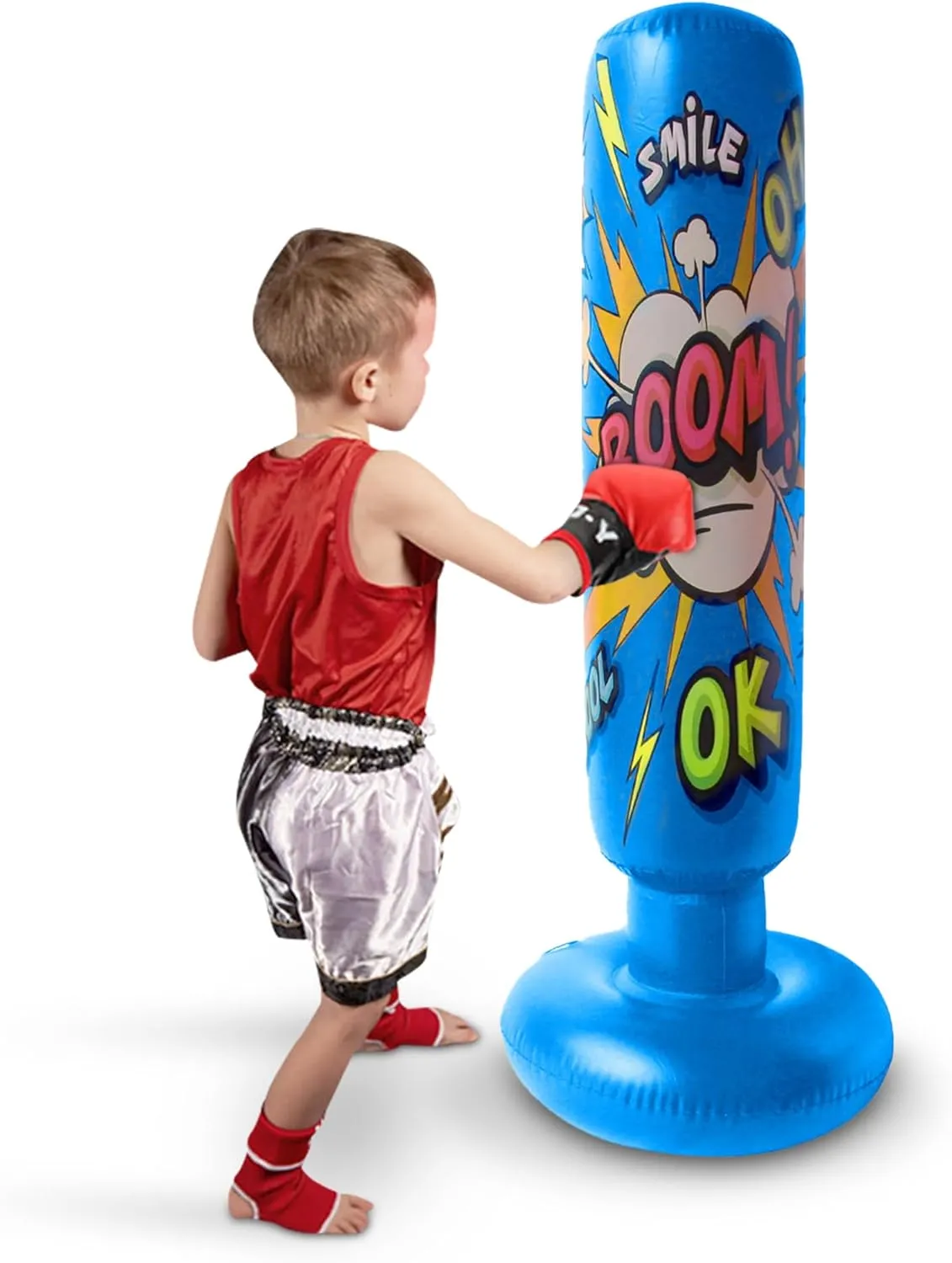 Baiao Punching Bag, Inflatable Kids Boxing Bag for Kids 3-12, Boxing Equipment for Child and Adults, Christmas, Birthday Gifts, Punching Bag Practice Karate, Taekwondo
