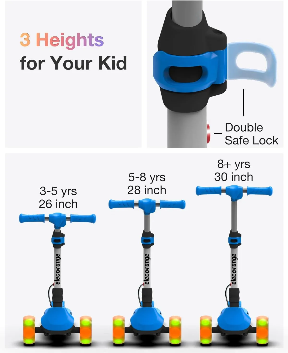 Balance Electric Scooter for Kids Ages 2-9, Long Range, Easy Control Thumb Throttle, Solid Wide Light Up Deck & Wide Wheels, 3 Adjustable Height, 5Mph Safe Speed, 60min Ride Time, Lightweight, Foldable Battery Scooter for Kids