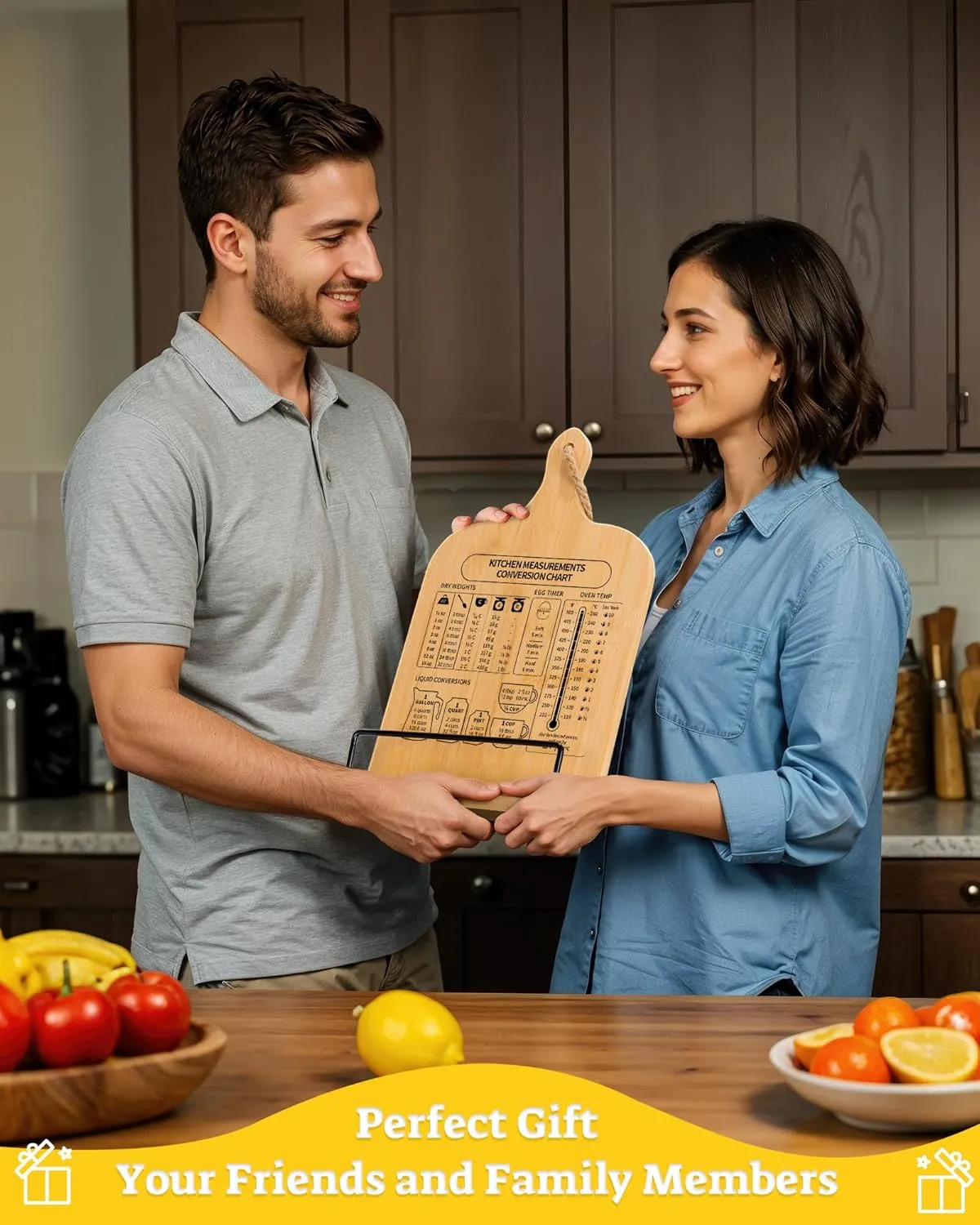 Bamboo Cookbook Stand, Sturdy Cook Book Holder, Recipe Book Holder with Measurement Conversion Chart, Cookbook Stand for Kitchen Counters, Essential Accessories for Holding Cookbooks