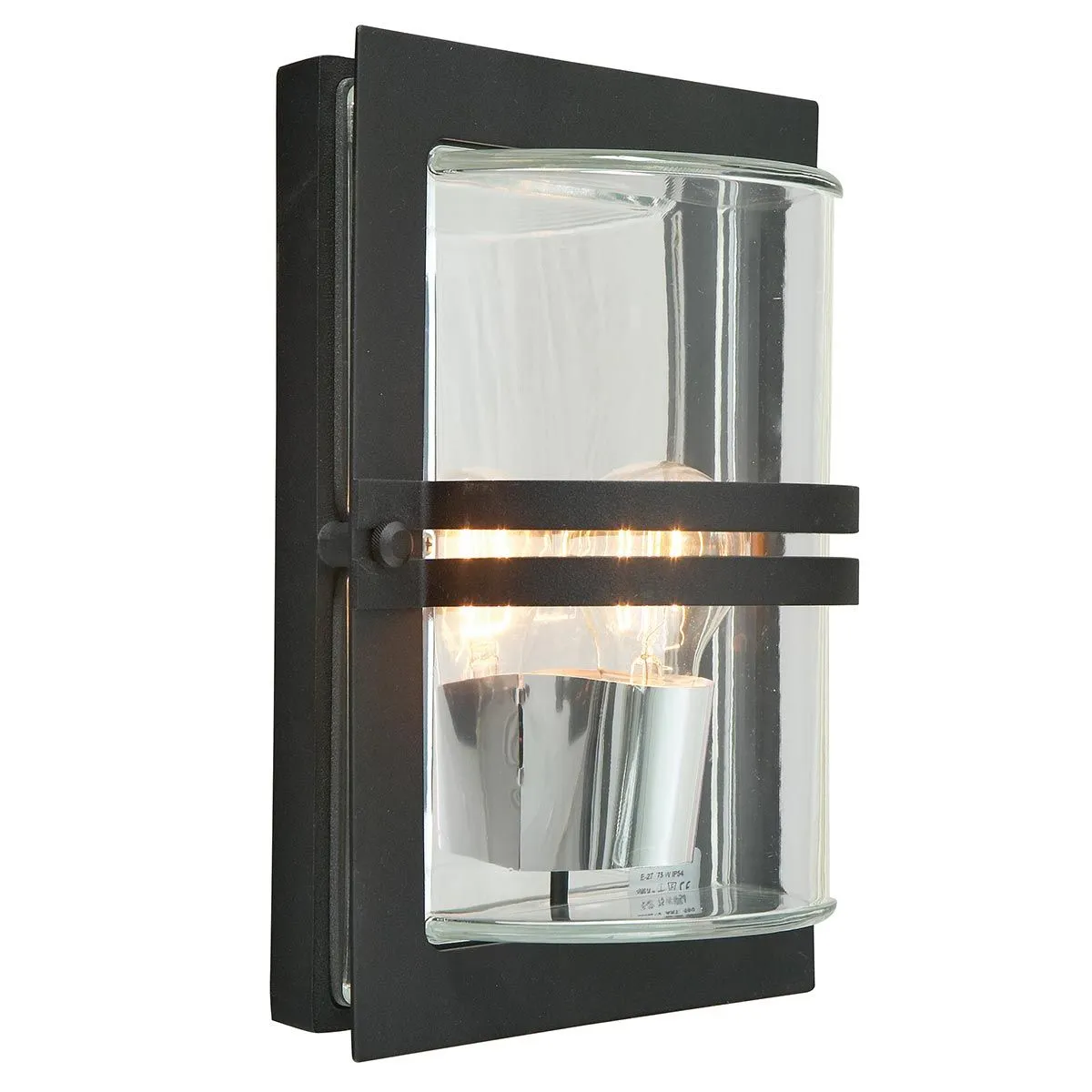 Basel 1 Light Wall Lantern - Black With Clear Glass | Black