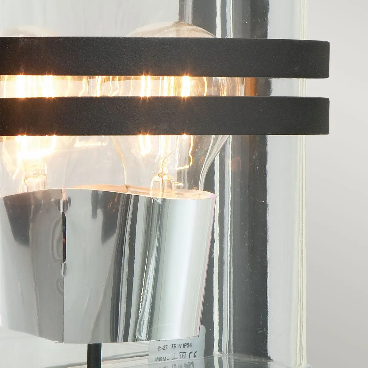 Basel 1 Light Wall Lantern - Black With Clear Glass | Black