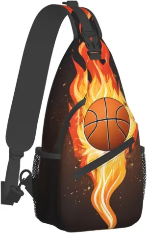 (Basketball) Crossbody Bag Men Lightweight Chest Backpack For Hiking Cycling Traveling Running