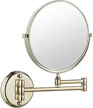Bathroom Mirror Wall Mounted Makeup Mirror 6- inch Two- Sided Swivel Wall Mounted Mirror Extending Folding Bathroom Shaving Cosmetic Make Up Mirror (Color : Titanium Gold, Size : 1X/3X)