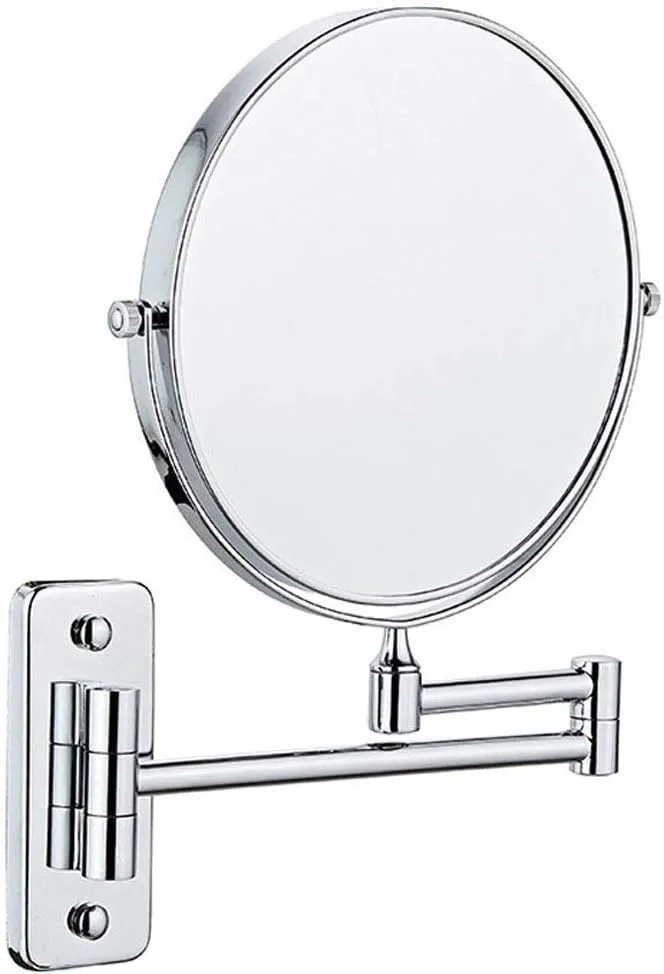 Bathroom Mirror Wall Mounted Makeup Mirror 8-inch Two-Sided 3X Magnification 360° Swivel Extending Folding Bathroom Shaving Cosmetic Make Up Mirror, Chrome