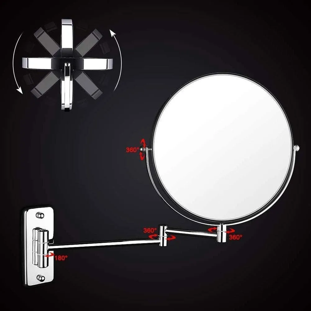 Bathroom Mirror Wall Mounted Makeup Mirror 8- inch Two- Sided 5X Magnification 360° Swivel Extending Folding Bathroom Shaving Cosmetic Make Up Mirror(Antique Bronze,1X/5X)