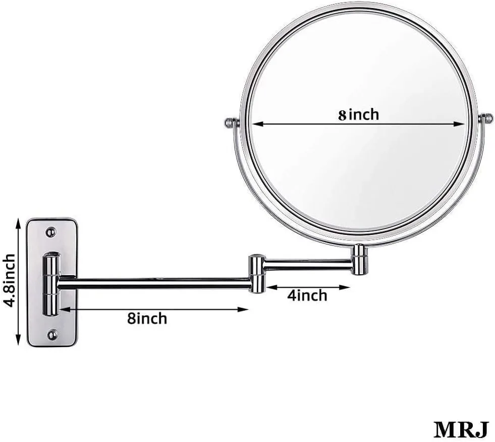 Bathroom Mirror Wall Mounted Makeup Mirror 8- inch Two- Sided 5X Magnification 360° Swivel Extending Folding Bathroom Shaving Cosmetic Make Up Mirror(Antique Bronze,1X/5X)