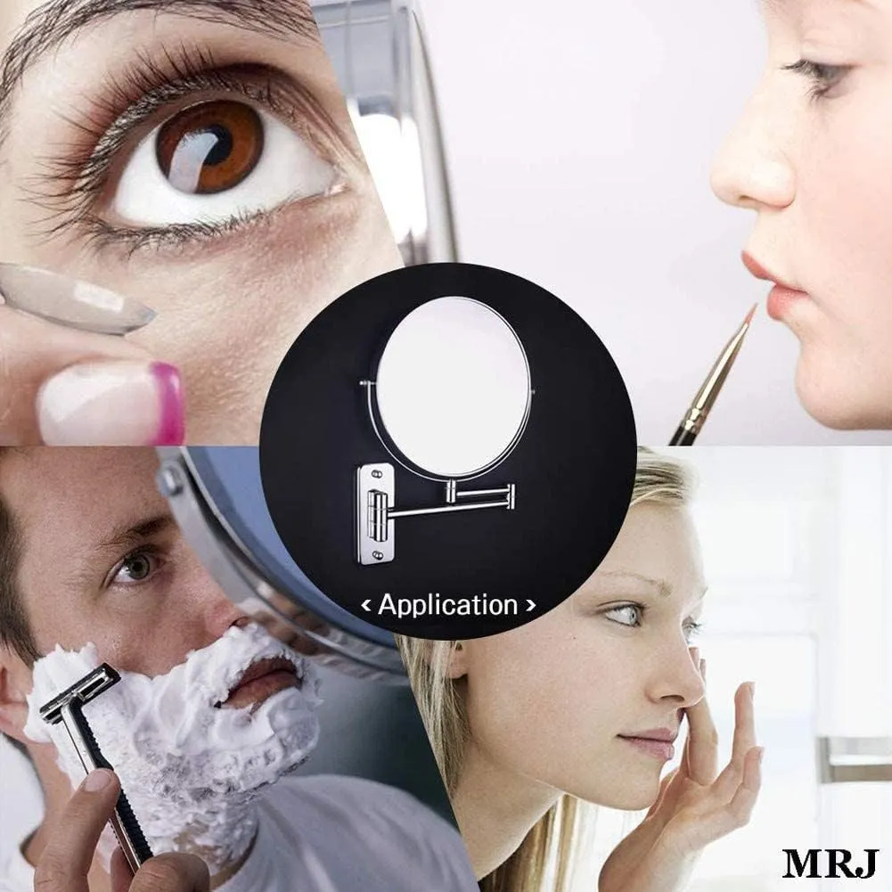 Bathroom Mirror Wall Mounted Makeup Mirror 8- inch Two- Sided 5X Magnification 360° Swivel Extending Folding Bathroom Shaving Cosmetic Make Up Mirror(Antique Bronze,1X/5X)