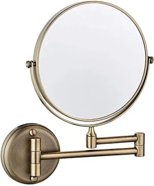 Bathroom Shaving Mirror Wall Mounted Makeup Mirror 6-inch Two-Sided Swivel Wall Mounted Mirror Extending Folding Bathroom Shaving Cosmetic Make Up Mirror- 5X/3X Magnification ( Color : Antique Bronze