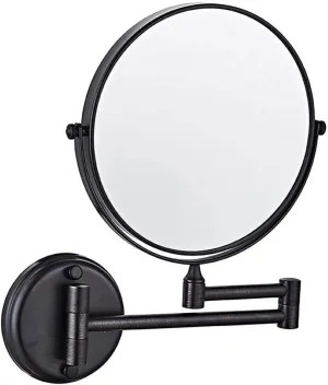 Bathroom Shaving Mirror Wall Mounted Makeup Mirror 6-inch Two-Sided Swivel Wall Mounted Mirror Extending Folding Bathroom Shaving Cosmetic Make Up Mirror- 5X/3X Magnification ( Color : Black Bronze ,