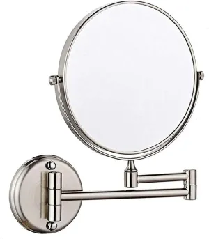 Bathroom Shaving Mirror Wall Mounted Makeup Mirror 6-inch Two-Sided Swivel Wall Mounted Mirror Extending Folding Bathroom Shaving Cosmetic Make Up Mirror- 5X/3X Magnification ( Color : Nickel Brushed