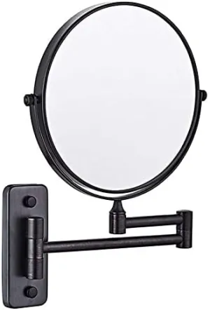 Bathroom Wall Mounted Makeup 8-inch Two-Sided 5X Magnification 360° Swivel Extending Folding Bathroom Shaving Cosmetic Make Up Mirror (Color : Black Bronze, Size : 1X/3X)