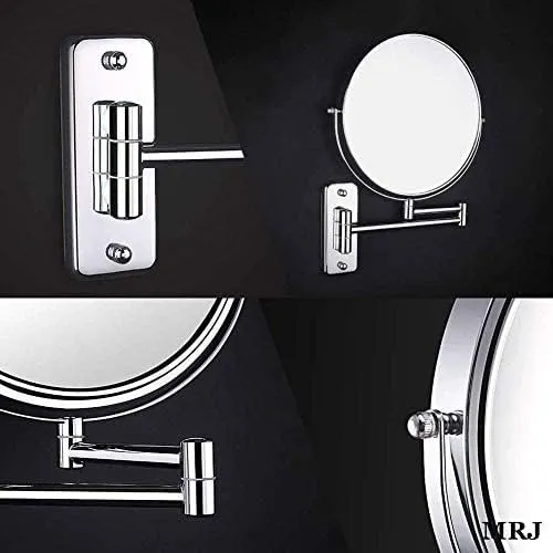 Bathroom Wall Mounted Makeup 8-inch Two-Sided 5X Magnification 360° Swivel Extending Folding Bathroom Shaving Cosmetic Make Up Mirror (Color : Black Bronze, Size : 1X/3X)