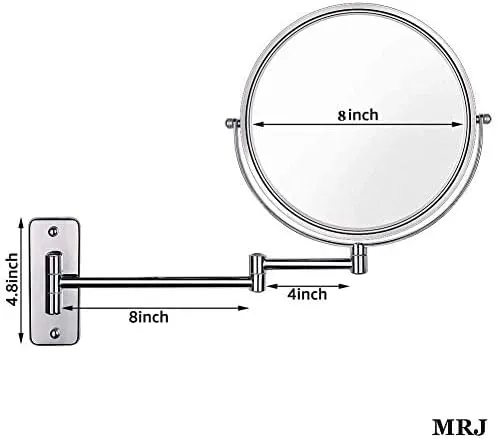 Bathroom Wall Mounted Makeup 8-inch Two-Sided 5X Magnification 360° Swivel Extending Folding Bathroom Shaving Cosmetic Make Up Mirror (Color : Black Bronze, Size : 1X/3X)