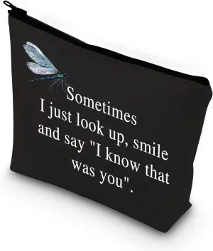 BDPWSS Dragonfly Memorial Gifts Dragonfly Lover Gifts Sometimes I Just Look Up Smile And Say I Know That Was You Dragonfly Makeup Organizer Bag Spiritual Faith Dragonflies Gifts (That was you dragonfly bl)