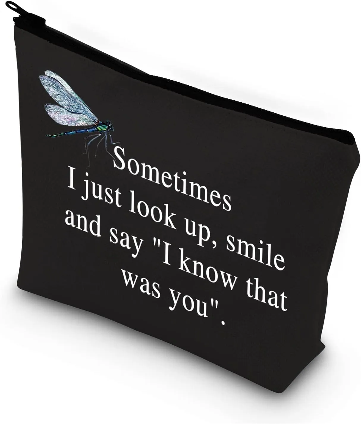 BDPWSS Dragonfly Memorial Gifts Dragonfly Lover Gifts Sometimes I Just Look Up Smile And Say I Know That Was You Dragonfly Makeup Organizer Bag Spiritual Faith Dragonflies Gifts (That was you dragonfly bl)