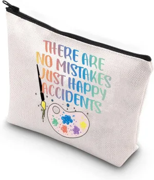 BDPWSS Paint Palette Brush Artist Painter Gift Art Teacher Appreciation Gift There Are No Mistakes Just Happy Accidents Makeup Bag For Art Lover Art Student Graduation Gift (No mistakes)
