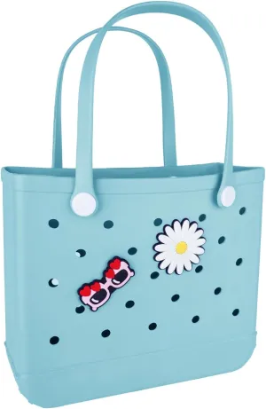Beach Bag Rubber Tote Bag - Extra Large Handbag with Charms Waterproof Lightweight Travel Purses for Pool Boat